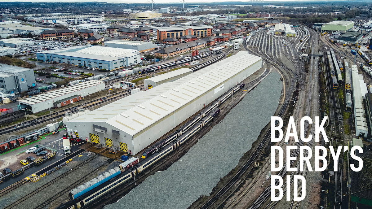 Aerial photo of Derby Station