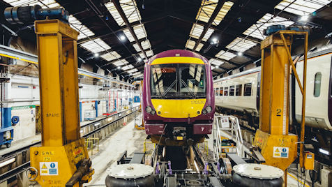 Train being worked on at Alstom Derby